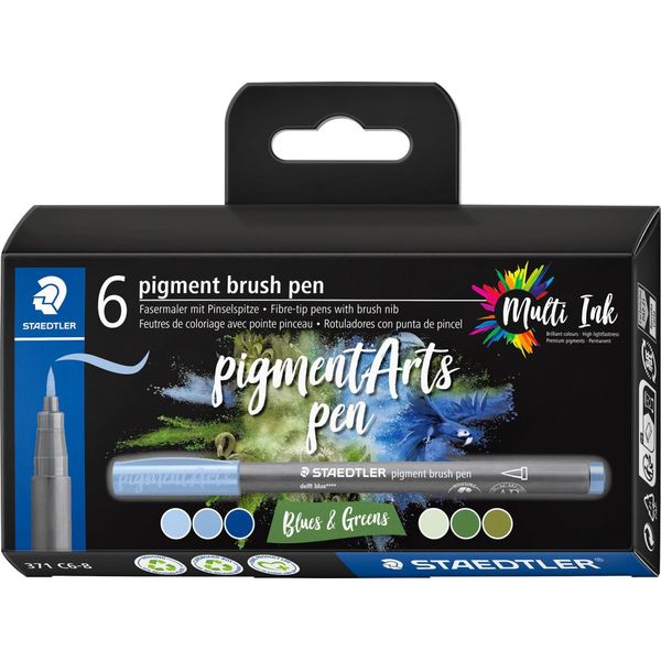 Staedtler 371 C6-8 Staedtler Fasermaler Pennello A Pigmenti "Blues & Greens"""-image