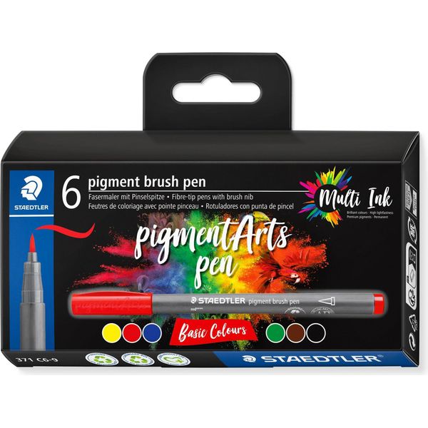 Staedtler 371 C6-9 Staedtler Fasermaler Pennello A Pigmenti "Basic Colours"", 6 Pz"-image