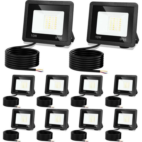 Jopassy Led Proiettore Da Costruzione 10X 10W 3000/4000/6503K Fled Proiettore Proiettore Da Esterno Faretto-image