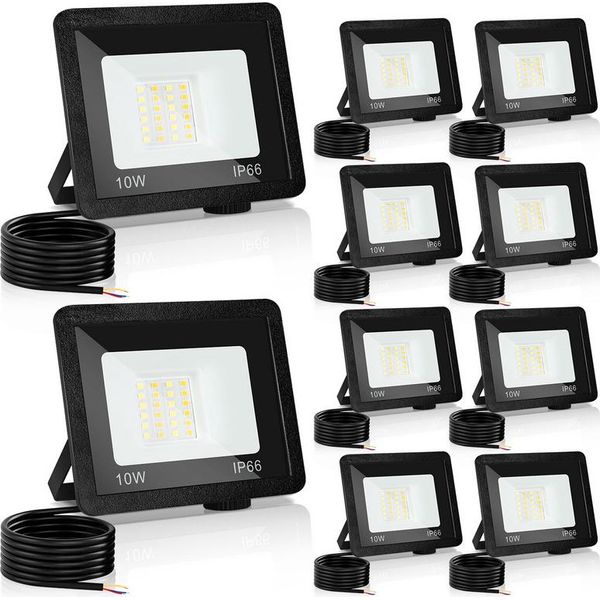 Tolletour Faro Da Costruzione A Led 10X 10W 3000/4000/6503K Faro Fled Faro Da Esterno Faretto Da Esterno-image
