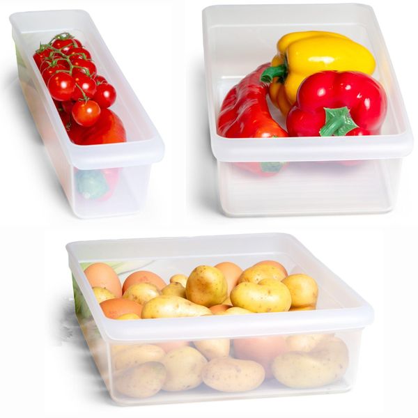 Set Di 3 Organizer Per Frigorifero Novaliv: Piccolo + Medio + Grande Organizzatore Per Cucina Senza Bpa Organizzatore Per Cucina Organizzatore Per Frigorifero Organizzatore Per Bottiglie A Prova Di Cibo Vano Portaoggetti Per Frigorifero-image