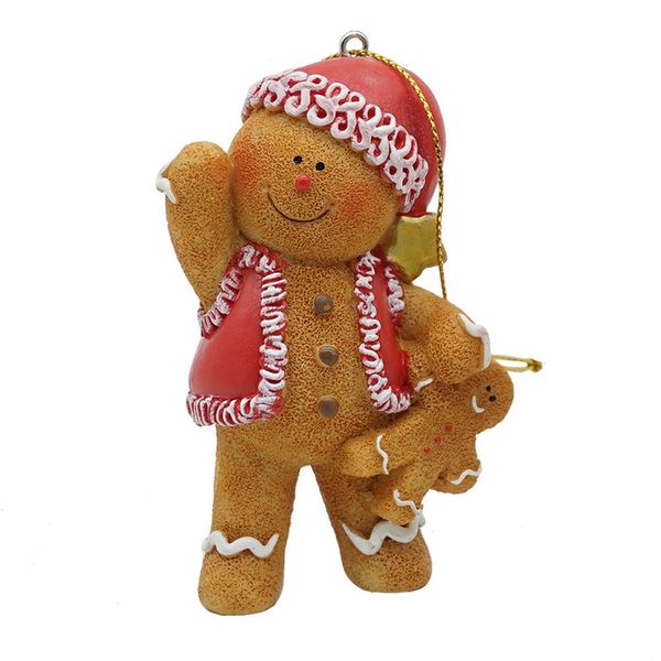 Ciondolo Natalizio Clayre & Eef Gingerbread Man 6X4X9 Cm In Poliresina Marrone-image