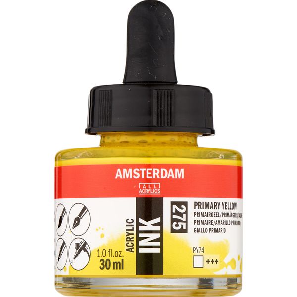 Amsterdam Flacone Di Inchiostro Acrilico 30 Ml Giallo Primario 275-image