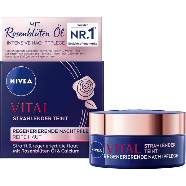 Nivea Vital Radiant Complexion Trattamento Notte Rigenerante Con Olio Di Fiori Di Rosa 50Ml-image