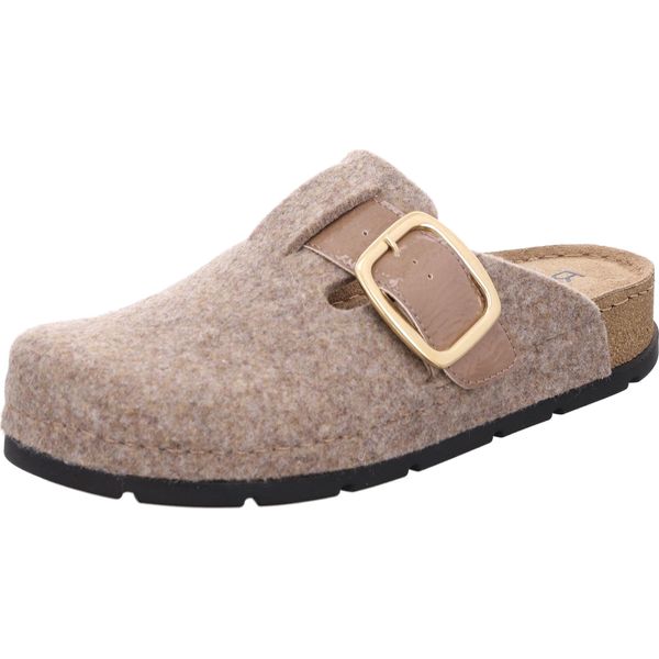 Rohde Pantofola Da Donna Pantofola In Feltro Zoccolo Fibbia Memoria Plantare D.Soave 6012, Misura:37 Eu, Colore:Beige-image