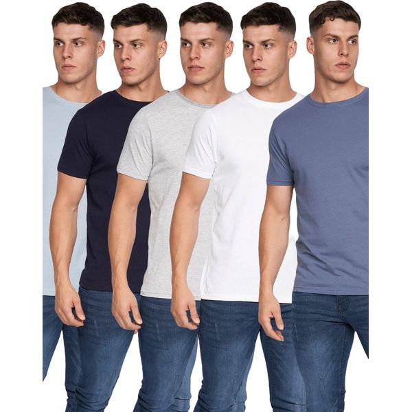 Duck And Cover - Maglietta "Errington"" Da Uomo (Confezione Da 5) BG674 (S) (Blu Chiaro/Nero/Grigio Screziato/Bianco/Blu Navy)"-image