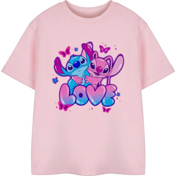 Lilo & Stitch - Maglietta "Love"" Per Bambina A Maniche Corte NS8481 (158-164) (Rosa)"-image