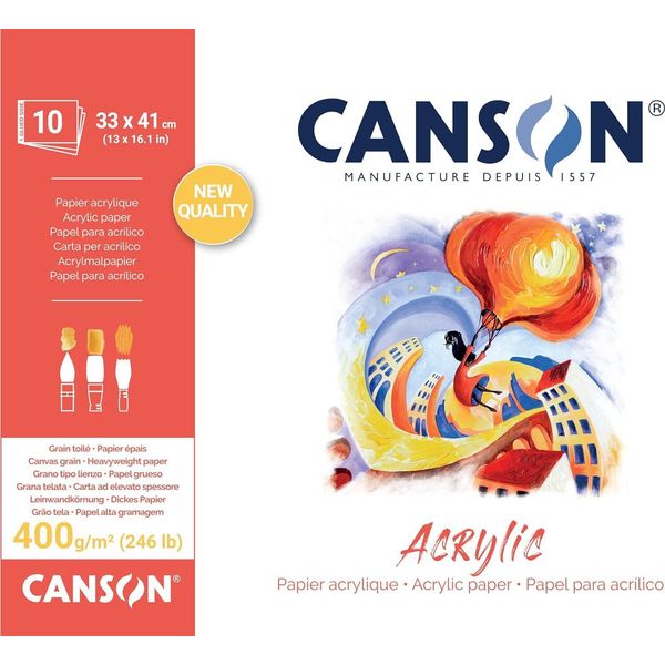 Canson C31067P005 Blocco Di Carta Da Disegno Canson "Acrylic"", 330 X 410 Mm, 400 G/M²"-image