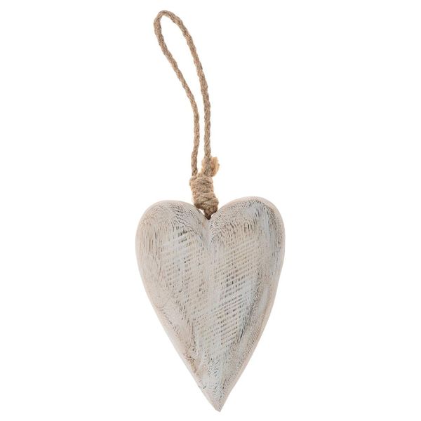 Cuore In Legno Cordoncino Appeso Decorazione Appendino In Legno Legno Bianco 10 Cm-image