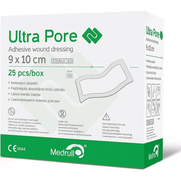 Medrull Cerotti Sterili Per Ferite 9X10 Cm Cerotti Sterili Per Ferite Ultra Pore Forte Forza Adesiva - Protegge Da Tagli E Graffi - Confezionati Singolarmente Da 25 Pz-image