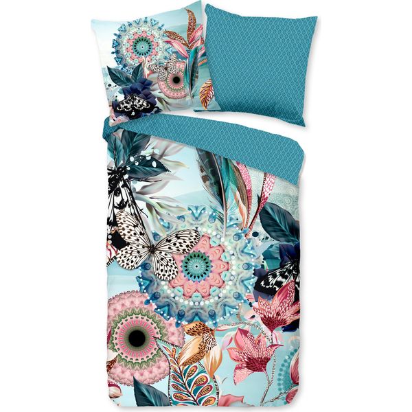 Hip Bettbezug "Mandala E Fiori"" - Aqua - (200X200 Cm) - Baumwolle Satin"-image