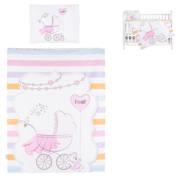 Set Di Biancheria Da Letto Chipolino 5 Pezzi, Piumone 95 X 125 Cm Cuscino 35 X 45 Cm Stelle Rosa-image