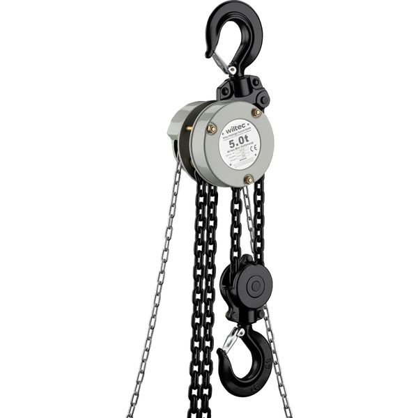 Wiltec Mini Paranco A Catena Fino A 5 T, Robusto Paranco Manuale A Catena Con Altezza Di Sollevamento Di 5 M, Carrello Di Sollevamento Con Catena Di Carico Da 5 M, Paranco Manuale, Carrello Di Sollevamento Per Impieghi Gravosi-image