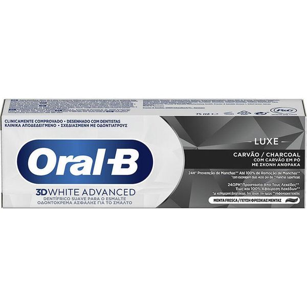 Oral-B 3D White Advanced Dentifricio Al Carbone Gusto Menta Fresca Tubo 75 Ml-image