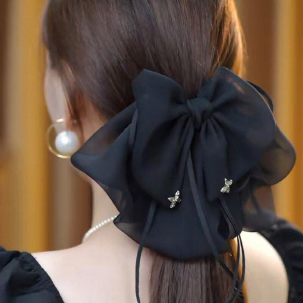 Ecarla Fermaglio Per Capelli - Fiocco Di Tulle - Fermaglio Per Capelli Nero-image