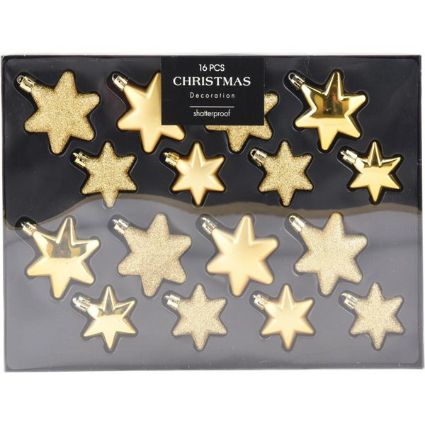16Pcs Natale Baubles Natale Baubles Albero Baubles Set Stelle Oro-image