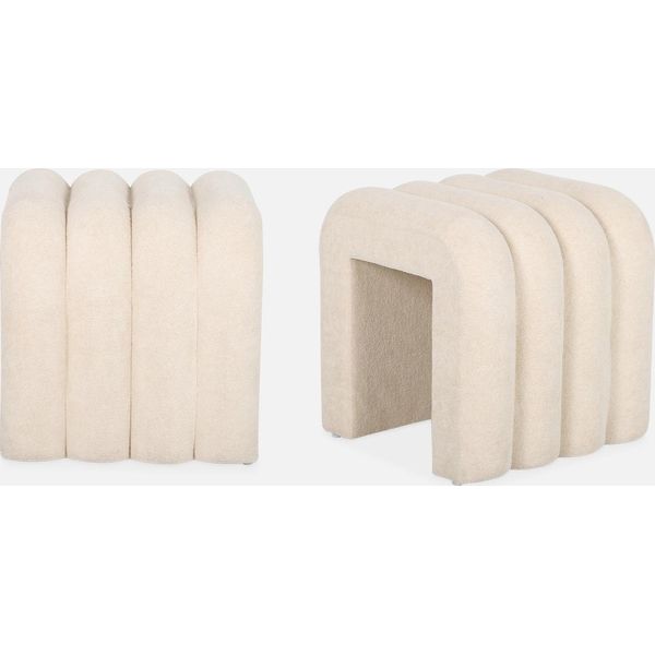 Set Di 2 Pouf Contemporanei, Tessuto, Beige-image