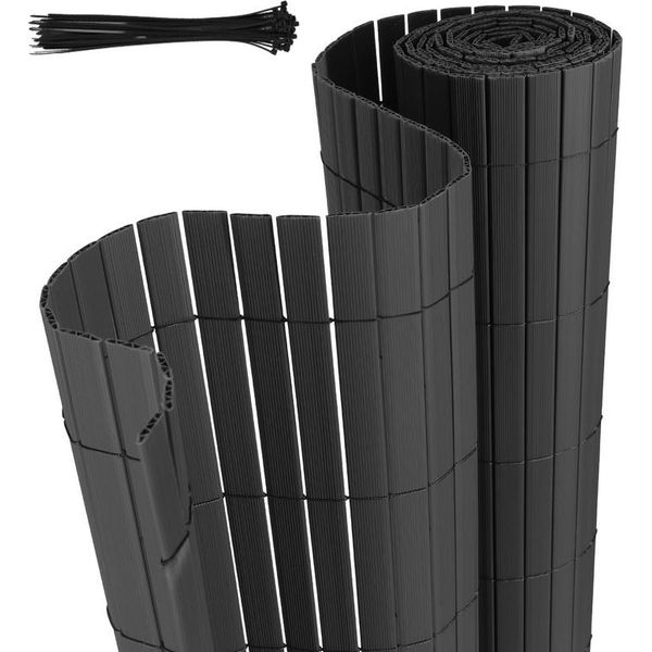 Clanmacy Pvc Privacy Screen Schermo Privacy Per Recinzione Giardino Resistente Alle Intemperie Grigio 160X300Cm-image