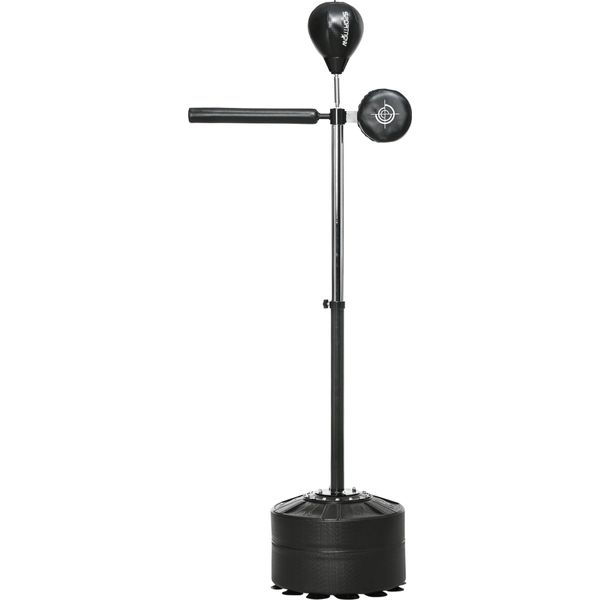 Sacco Da Boxe Sportnow, Supporto Per Boxe Con Punching Ball, Barra Reflex, Punching Ball In Piedi Regolabile In Altezza Da 1,63 A 2,05 M Con Artiglio, Hdpe, Pelle Finta-image