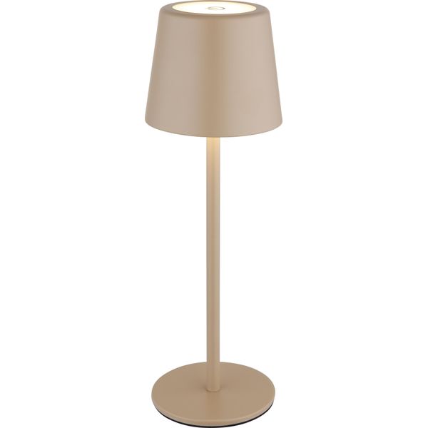 Lampada Da Tavolo A Led, Color Sabbia, Touch Dimmer, Batteria Ricaricabile, H 28 Cm-image