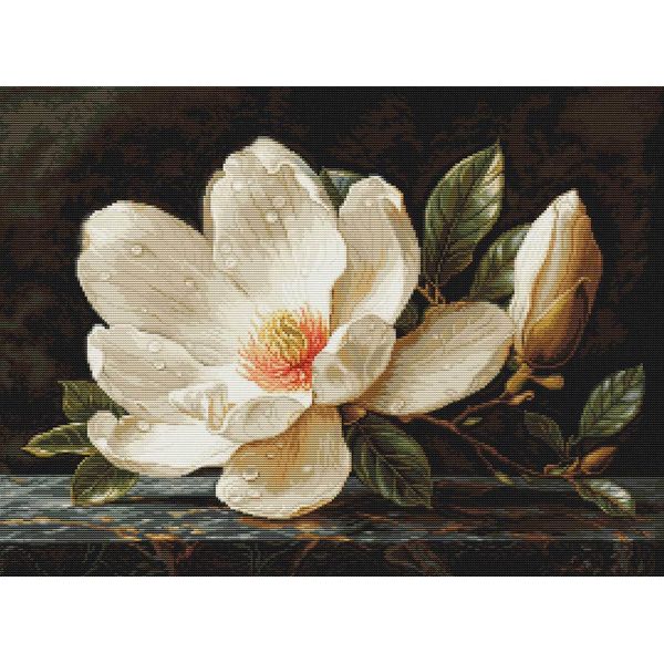 Luca-S Kit Per Ricamo A Punto Croce "Collezione Oro, La Rugiada Della Magnolia"", Schema Contato, 38X28Cm"-image