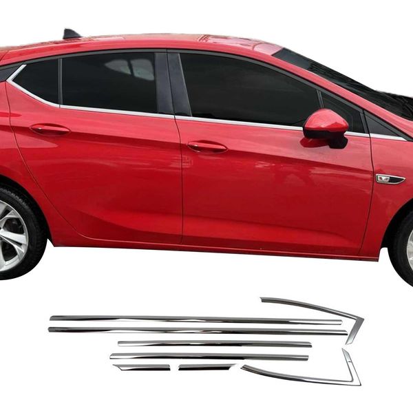Modanature Per Finestre Per Opel Astra K 2015-2019 In Acciaio Inox Cromato 8Pcs-image