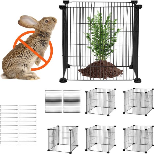 Succebuy 5-Pack Protezione Delle Piante, 15,35 "X15,35"" Gabbie Di Filo Di Pollo, Recinzione Esterna Per Fiori, Verdure, Mantiene Gli Animali Fuori, Rete Metallica"-image