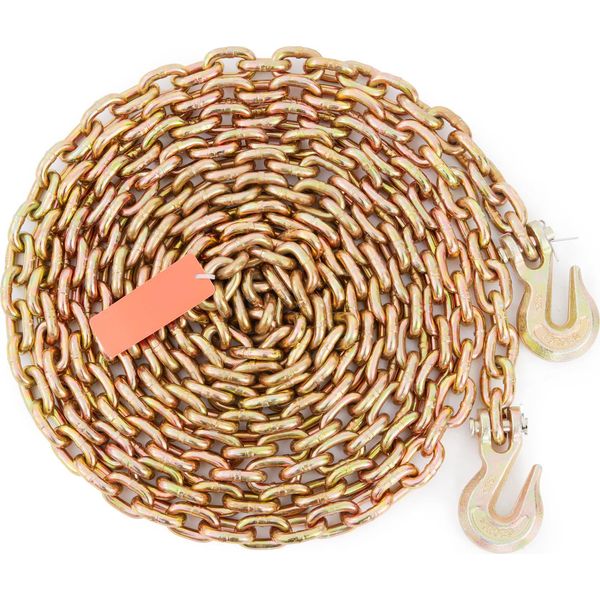 Succebuy - Trasporto - Catena Di Legatura, Limite Di Carico Di Lavoro Di 4900 Libbre, G80 - Catena Di Legatura 5/16'' X 20', Gancio A Rampino, Dot, Acciaio Al Manganese Galvanizzato, Per Banchina-image
