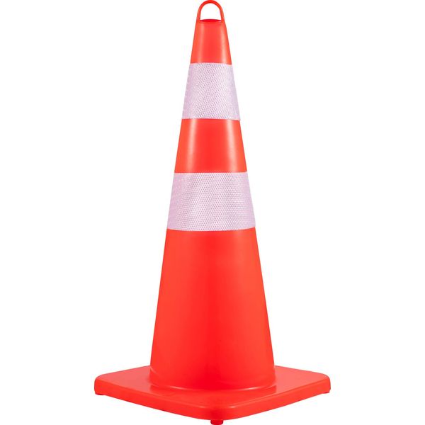 Succebuy 10 Pezzi 28" Cono Stradale, Cono Di Sicurezza In Pvc Arancione Con 2 Manicotti Catarifrangenti, Base Ponderata E Anello Manuale Per Il Controllo Del Traffico, Per I Passi Carrabili, Le Strade E I Parcheggi"-image