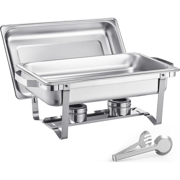 Succebuy 8 Qt 2-Pack Rettangolare Chafing Dish Buffet Set - Full Size Pan, Stainless Steel-image