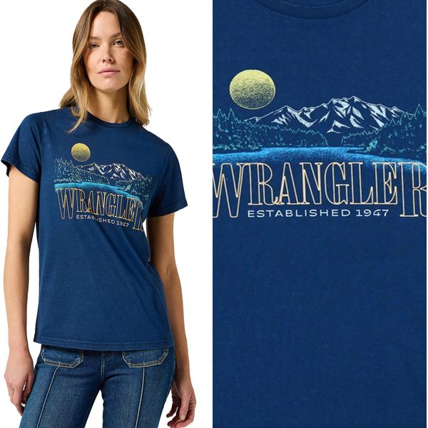 Wrangler Damen, Maglietta Graphic Tee, S, Blau, Sport, Tshirt, Camicia-image