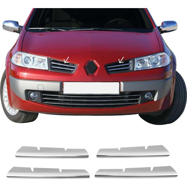 Modanature Griglia Radiatore Modanature Griglia Per Renault Megane 2006-2010 Cromo Argento 4X-image