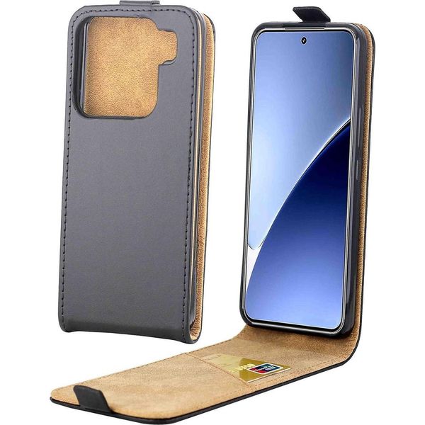 Per Xiaomi 15 Pro Custodia Protettiva Verticale In Pelle Finta Con Design A Libro Nero-image