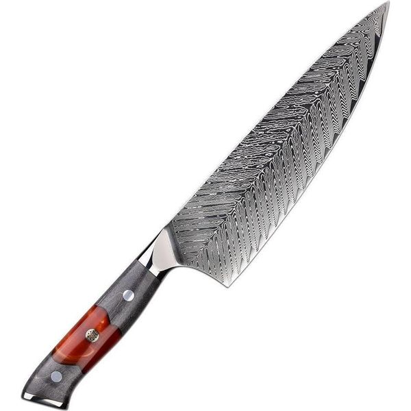 Coltello Da Cucina Damasco YA-37555 - Chef/Rosso/Grigio KP37555-image