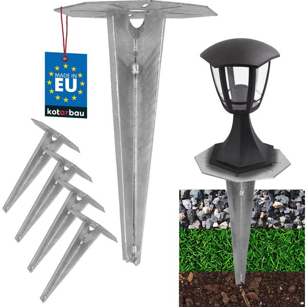 Kotarbau® 4 Pz. Picchetto A Terra Manicotto Drive-In Per Illuminazione Da Giardino 175 Mm In Acciaio Zincato Picchetto A Terra Ancoraggio A Terra Ancoraggio Drive-In Per Illuminazione Da Giardino Manicotto A Terra Ancoraggio A Terra-image