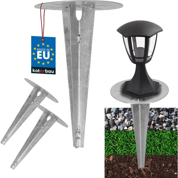 Kotarbau® 2 Pezzi Picchetto Da Terra Manicotto A Impatto Per Illuminazione Da Giardino ⌀ Picchetto Da Terra In Acciaio Zincato Da 190 Mm Ancoraggio Da Terra Ancoraggio Da Terra Impattabile Per Lampade Da Giardino Manicotto A Impatto Da Terra Ancoraggio Da Terra-image