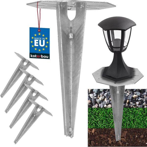 Kotarbau® 4 Pz. Picchetto A Terra Manicotto Drive-In Per Illuminazione Da Giardino 190 Mm In Acciaio Zincato Picchetto A Terra Ancoraggio A Terra Ancoraggio Drive-In Per Illuminazione Da Giardino Manicotto A Terra Ancoraggio A Terra-image