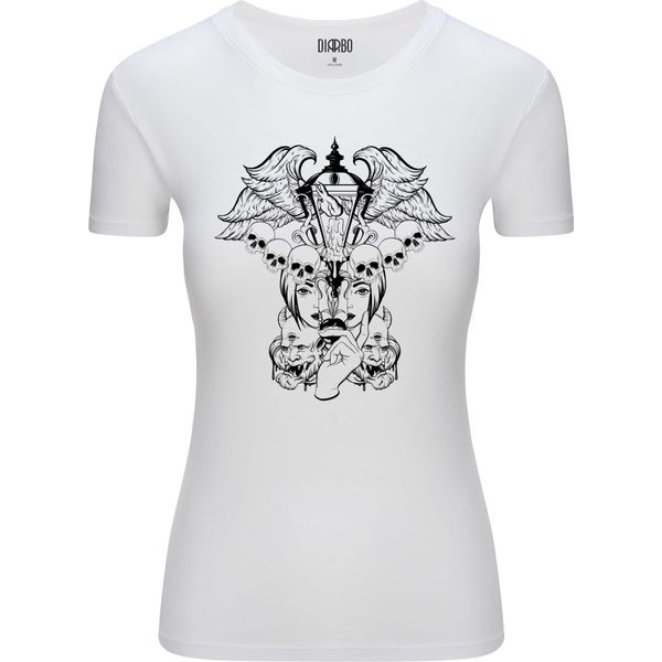 Diarbo T-Shirt Da Donna Con Stampa Astratta Di Lanterna Surreale Bianca Taglia M-image