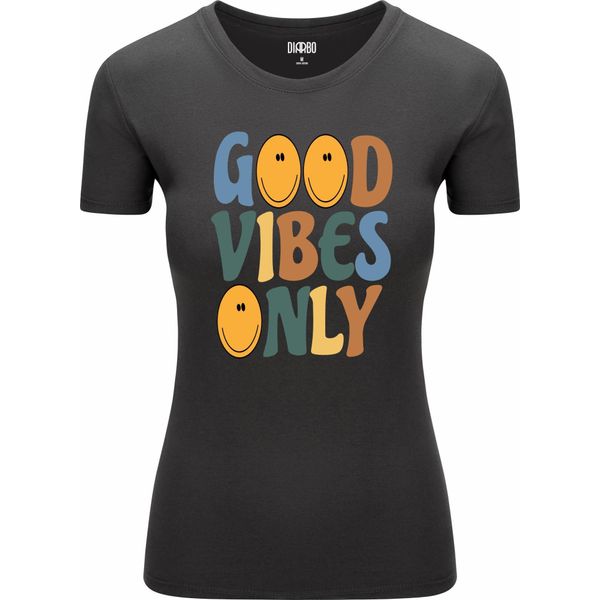 Diarbo T-Shirt Da Donna Con Stampa Divertente Only Good Mood Grigio Scuro Taglia S-image