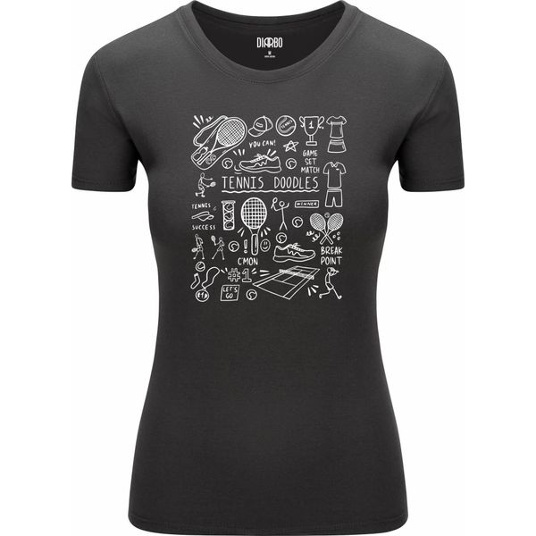 Diarbo T-Shirt Da Donna Con Stampa Sportiva Tennis Scarabocchi Grigio Scuro Taglia Xxl-image