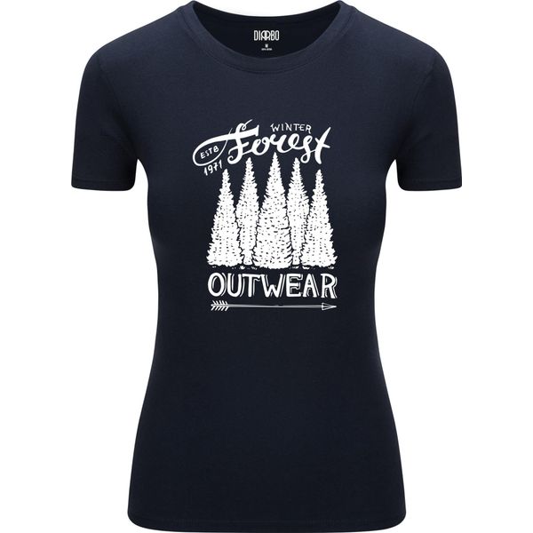 Diarbo T-Shirt Da Donna Con Stampa Amante Della Natura Foresta Invernale Blu Scuro Taglia Xxl-image