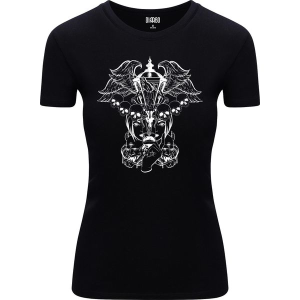 Diarbo T-Shirt Da Donna Con Stampa Astratta Di Lanterna Surreale Nera Taglia M-image