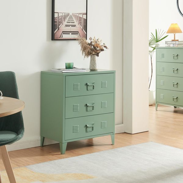 Armadio In Metallo 'HäMeenlinna' Con 3 Cassetti In Acciaio 60 X 40 X 72 Cm Verde Opaco-image