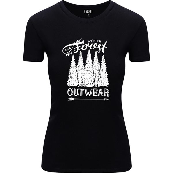 Diarbo T-Shirt Da Donna Con Stampa Amante Della Natura Foresta Invernale Nero Taglia M-image