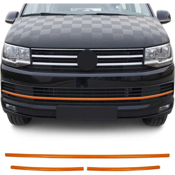 Modanature Griglia Radiatore Per Vw T6 Transporter 2015-2019 Highline Cromo Arancio 3X-image