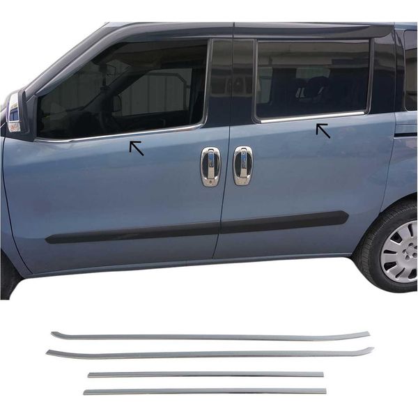 Modanature Per Finestrini Per Fiat Doblo 2010-2021 Acciaio Inox Cromo 4Pz-image