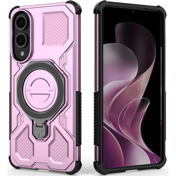 Cover Resistente Per Samsung Galaxy S25 Edge, Custodia Robusta Con Supporto Ad Anello, Supporto Magnetico E Supporto Rosa-image