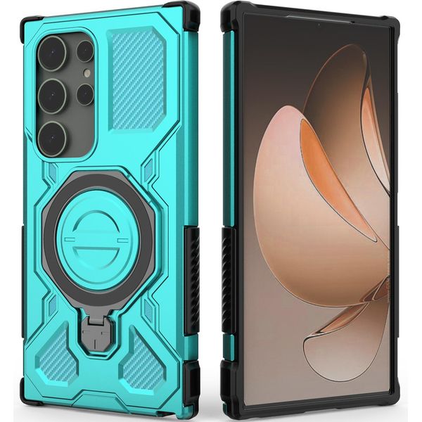 Resistente Cover Per Cellulare Per Samsung Galaxy S24 Ultra, Robusta Custodia Con Supporto Ad Anello, Supporto Magnetico E Supporto Verde Menta-image