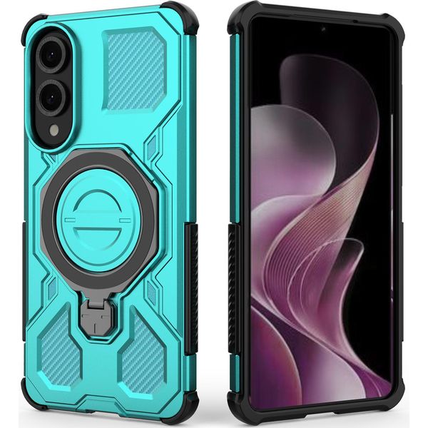 Resistente Cover Per Cellulare Per Samsung Galaxy S25 Edge, Robusta Custodia Con Supporto Ad Anello, Supporto Magnetico E Supporto Verde Menta-image
