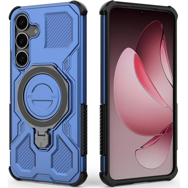 Cover Resistente Per Samsung Galaxy S25 Fe, Custodia Robusta Con Supporto Ad Anello, Supporto Magnetico E Supporto Blu-image